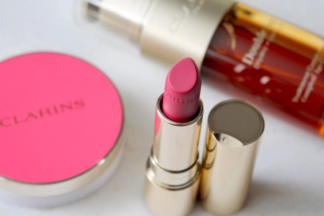Clarins – Blush, lipstick & double serum